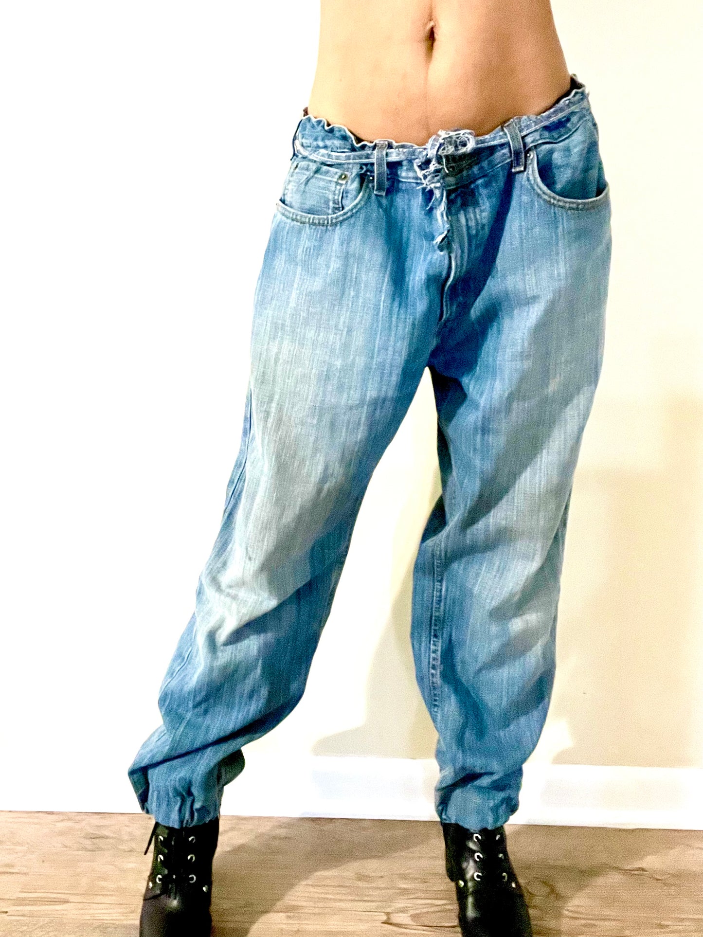 Denim jogger pants