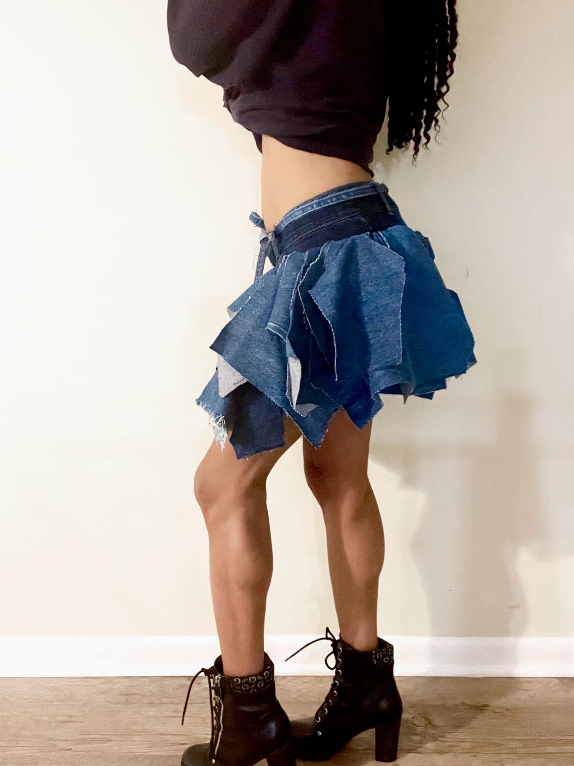 Denim handkerchief mini skirt