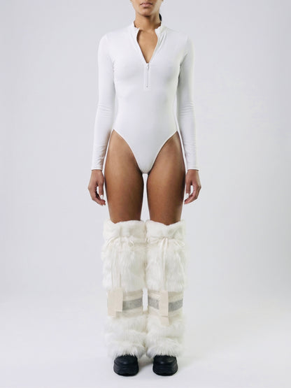 IVORY Faux Fur Leg Warmers – All-Season Luxe Statement