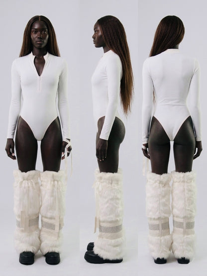 IVORY Faux Fur Leg Warmers – All-Season Luxe Statement