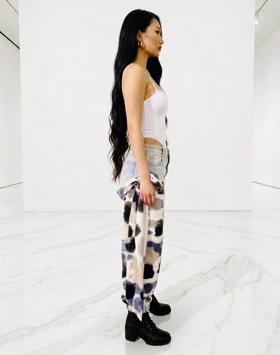 Printed jogger pants with side straps