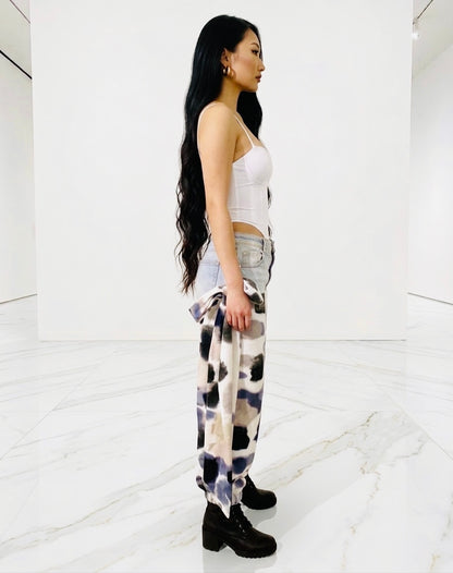 Printed jogger pants with side straps