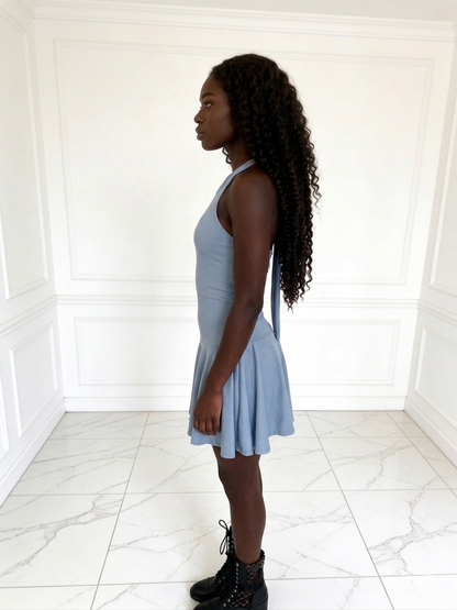 Halter dress with open skirt