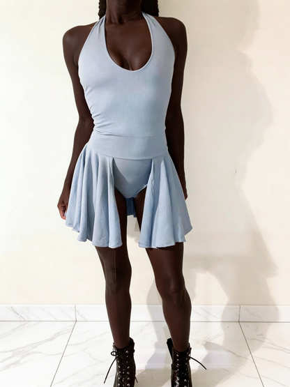 Halter dress with open skirt