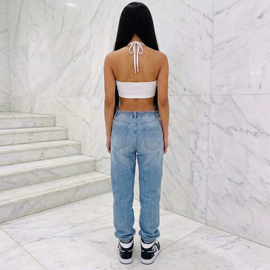 Denim jogger pants