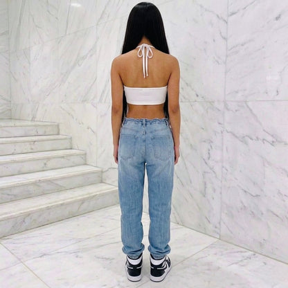 Denim jogger pants