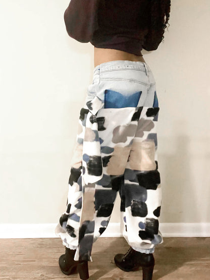 Printed jogger pants with side straps