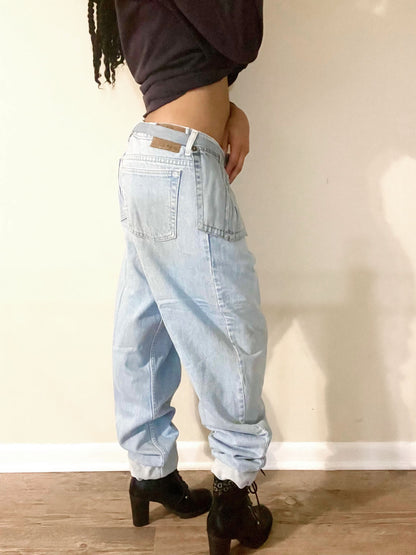 Denim jogger pants with front pocket belt